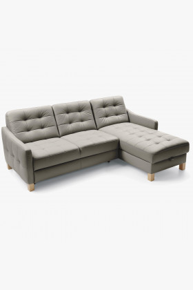 Eckledercouch G170 mit Schlaf- und Stauraumfunktion rechts